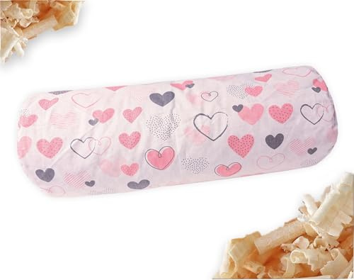Zirbenkissen Nackenrolle - Gefüllt mit Zirben (Zirbe-Nackenrolle-187/1) | Kissen mit Zirbenflocken, Zirbenspäne, mit Reißverschluss, Muster: Love Liebe