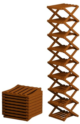 Generisch Wood Shoe Rack - 29 Inch Multi-Tier Foldable Footwear Organizer | Space Saving Shoe Holder for Entryway, Bedroom, Closet, Hallway, Garage, and Apartment