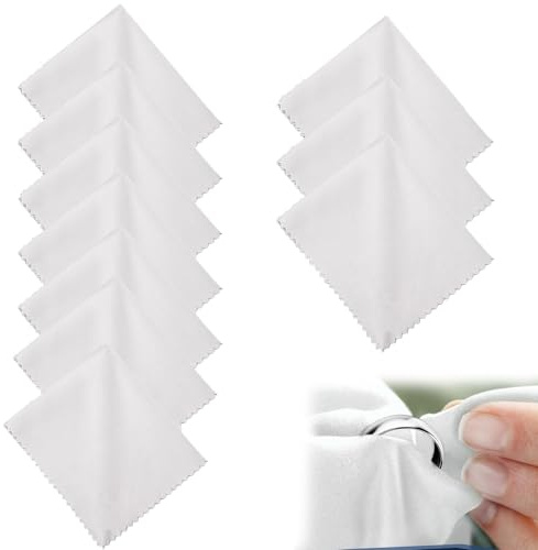 PYRUVAE 10 Stücks Silberputztuch für Schmuck, 12 x 12 cm Silbertuch für Schmuck, Besteck & Münzen - Silber Poliertuch zur Pflege und Reinigung von Echtsilber, Silberschmuck