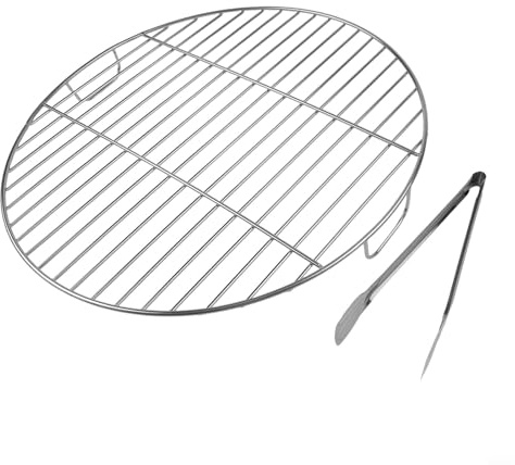 Grille de cuisson ronde en acier inoxydable avec poignée compatible avec Weber 7432 et barbecues à charbon Kettle de 57 cm Diamètre 45 cm Cadre robuste (53 cm)