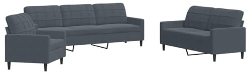 XHNIFBN 3-TLG. Samt Sofagarnitur Grau mit Metallgestell, Ecksofa Set mit Sessel 2er 3er Couch für Wohnzimmer Büro kleine Räume Modernes Design