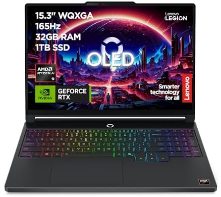 Lenovo Legion 5 Gaming Notebook OLED WQXGA 15 165Hz, NVIDIA GeForce RTX 5060 8GB, AMD Ryzen AI 9 465, RAM 32GB, SSD 1TB, Windows 11 Home, Tastiera RGB - Laptop Gaming Alte Prestazioni