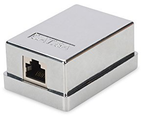 DIGITUS Anschlussdose Cat-6A - 1 Port RJ45 - Aufputz-Gehäuse - Netzwerk-Dose - LSA Schneidklemme - Geschirmt - Silber