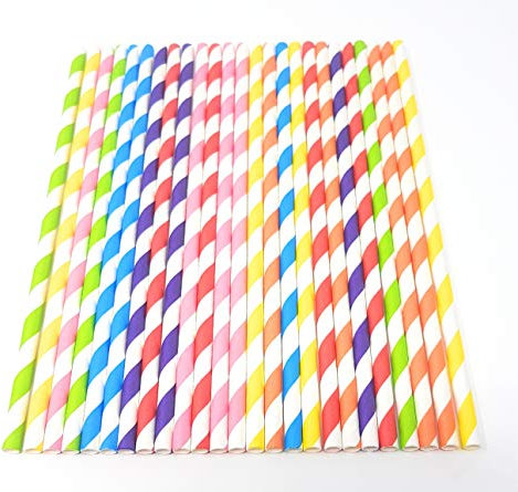 Picture Perfect Party Premium Paper Straws [Pack of 25 Drinking Straws] (Mixed Stripes)