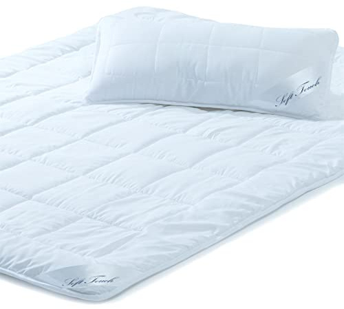 aqua-textil Soft Touch Bettdecke Sommerdecke 150 x 220 cm Set inkl 1x Kopfkissen 40 x 80 cm Steppdecke Sommer Decke Oeko-TEX