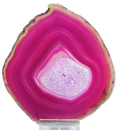 Steinfixx Achatscheibe mit Acryl Ständer I Edelstein I Heilstein I Glücksstein I Chakra-Stein I Brasilien (rot)