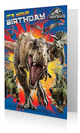 Danilo Promotions LTD Jurrassic World Offizielle Geburtstagskarte It's Your Birthday, mehrere Farben, JW021, 22,9 x 15,2 cm
