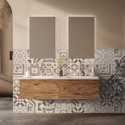 RE-COVERTILES - Adesivi per Piastrelle Bagno e Cucina 24 Pz 10x10 cm - PS00151 Decorazione murale in PVC impermeabile mattonelle mosaico stile cementine Azulejos