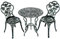 GIANTEX 3-teiliges Bistro Set, Bistrotisch mit 2 Stühlen, Gartenmöbel Set Aluminium, Gartenset Balkonset Antik, Runder Gartentisch, Balkonmöbel Set Garten Sitzgruppe 2 Sitzhocker Outdoor (Bronzegrün)