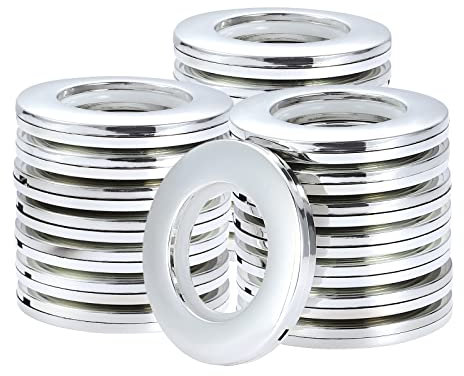 Kinsinder 32 Stück Vorhang Ösenringe, Ösen für vorhänge, Silber Vorhangringe 40mm Innendurchmesser Gardinen Ösen für Fenstervorhang, Duschvorhang, Wohnaccessoires Deko (Helles Silber)