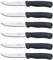 Arcos Serie Cuchillos de Mesa Chuleteros, Mango de Polipropileno, Hoja 110 mm, Apto para Lavavajillas, Negro, 6 Piezas