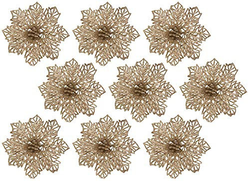 BWG Weihnachtsbaumschmuck mit 9 Clips, 10 cm, champagnerfarben, goldfarben