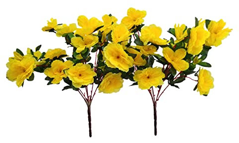 Künstliche Azaleen für Hochzeiten, Zuhause, Garten, Outdoor, Dekoration, Landschaftsbau, Kunstblume, Gelb, 4 Stück
