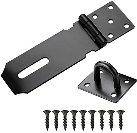Stainless Steel Padlock Hasp and Staple Heavy Duty Shed Door Latch Shed Lock Hasp 4 Inch Gate Lock Latch Hinge Padlock Catch Door Clasp Latch Security Hasp for External Doors Window Cabinet Pet Cage