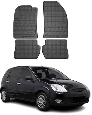 OMAC Gummi Fußmatten kompatibel mit Ford Fiesta MK5 2002-2008 Automatten Gummi Schwarz 4tlg