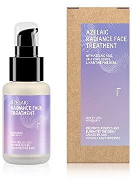 Freshly Cosmetics trattamento viso acne e pelle reattiva 100% naturale Azelaic Radiance. Trattamento per rosacea, couperose e acne che elimina le macchie e i brufoli dell'acne. 50ml.