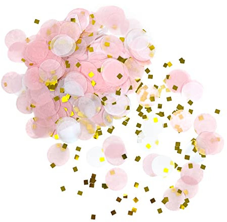Oblique Unique® Papier Konfetti Rosa Weiß goldene Schnipsel Tisch Streu Deko für Kinder Geburtstag Party Hochzeit Feier JGA Junggesellinnenabschied