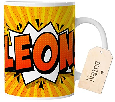 timalo® Coole Geschenk Tasse personalisiert mit Namen im Comic Style | Bunte Graffiti Cartoon Kaffeetasse für Kinder | Jungen Mädchen orange | mug-gamer-58