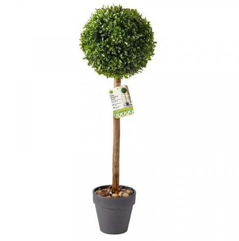 Garden Mile Árbol topiario artificial de 40 cm, planta falsa en maceta, grande, redonda, árbol de bola sintética en maceta, decoración de jardín al aire libre con maceta de boj sintético