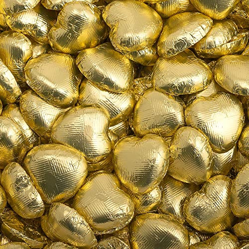 Italian Options Milk Chocolate Foiled Hearts, 200 Chocolates, Gold Foil