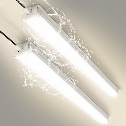 papasbox 2 Stück LED Leuchtstoffröhre 120cm | Feuchtraumleuchte Röhre 40W LED Werkstatt Deckenleuchte Lampe | 4500K Neutralweiß IP65 Wasserdicht Leuchtstofflampe für Keller Werkstatt Garage Küche