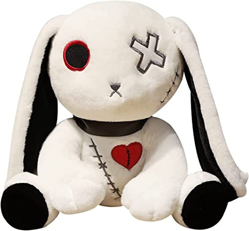 JOSON Crazy Bunny Plüschtier, Halloween Gruseliges Häschen Stofftier Kissen, Ostern Halloween Geburtstagsgeschenk für Jungen und Mädchen (30.5 cm, Weiß)