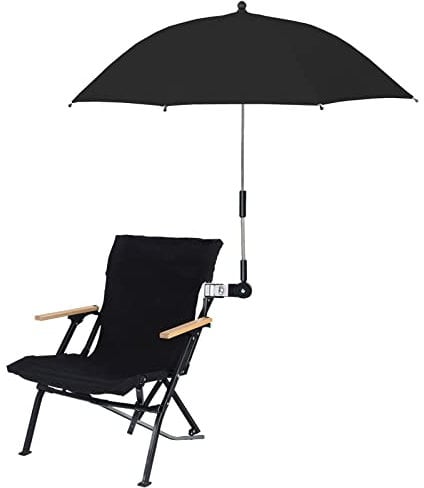 KEEMEN Paraguas para Silla con Abrazadera, Paraguas Portátil con Clip para Sillas de Playa, Cochecito de Patio Al Aire Libre, Sillas de Ruedas, Carritos de Golf(Negro)