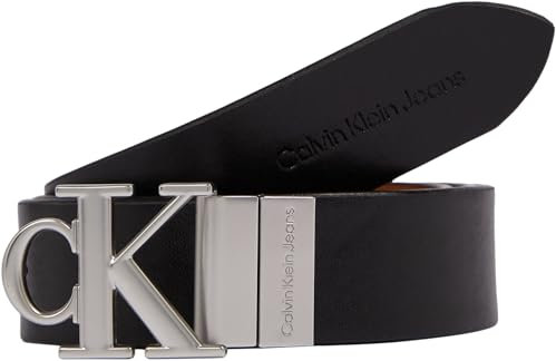 Calvin Klein Jeans Damen Gürtel aus Kunstleder, Mehrfarbig (Black/Cognac), 90 cm