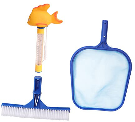 Yardwe 1ensemble Épuisette De Nettoyage De Piscine avec Manche Télescopique Kit Complet pour Élimination Débris Et Insectes Accessoires Pratiques Inclus Brosse Thermomètre pour