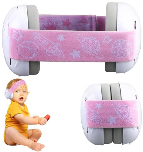 shallyong Paraorecchie Bambino, Cuffie Neonato Antirumore, Cuffie Antirumore Neonati di età Compresa tra 0 e 2 Anni, Protettore Dell'udito, Regolabile Cuffie Noise Cancelling Rosa