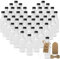 Cafultgo 48 mini bouteilles plastique - 50 ml, petites bouteilles de schnaps avec couvercles noirs, étiquettes en papier kraft, mini flacon avec entonnoir, mini bouteille de remplissage pour mariages