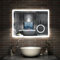 Aica Sanitär Badspiegel mit Bluetooth 80×60cm Uhr Schminkspeigel Kalt/Neutral/Warmweiß dimmbar Touch/Wandschalter Beschlagfrei Spiegel Badezimmerspiegel