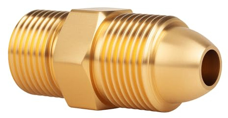 GRYVOZE G5/8 Male to CGA580 Male Adapter for Nitrogen Cylinder | G5/8 to CGA580 Adapter for Accumulator Charging Kits and Hydraulic Breaker Nitrogen Charging Kits, Brass, with Thread Caps