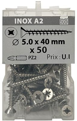 50 vis agglo 5x40mm fraisée Pz inox A2 Viswood