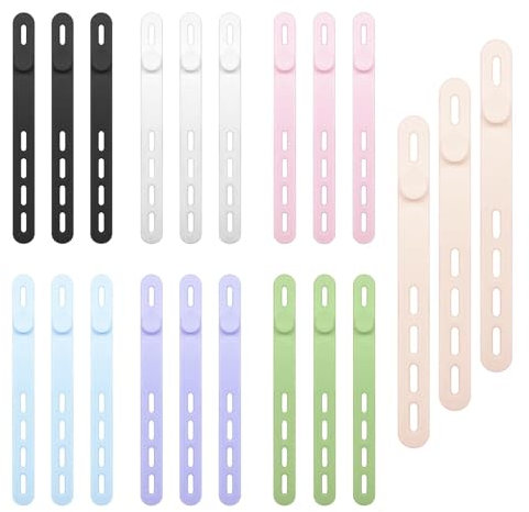 21 Pcs Silicone Cable Ties, 13cm Cable Cord Organiser, Reusable Cable Ties, for Headphone Computer USB Cables
