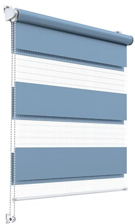 Stylo Rollos Tag Nacht – Fensterrollo – Ohne Bohren – Universeller Mechanismus – Einfache Montage – Rollos auf Schnur – Halbtransparent – Verdunkelnd – Innenrollos - 65x150 cm Hellblaue