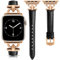 mxiixnai Correa para Correa Apple Watch 38mm 40mm 41mm, Pulsera de Repuesto de Cuero Hebilla D para iWatch Serie 9 8 7 6 5 4 3 2 1 se,Negro Profundo/Oro Rosa
