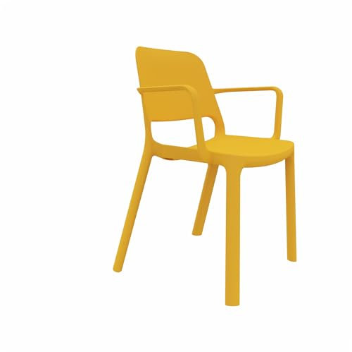 Viasit Sounio Outdoorstuhl Balkonstuhl Gartenstuhl für drinnen und draußen, stapelbar, Polypropylen Made in Germany (Mit Armlehnen, gelb/Sonnengelb)