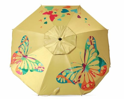 Atosa sombrilla de playa reclinable de aluminio modelo con upf 50+ amarillo