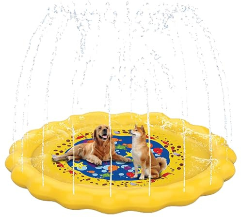 Sprinklerunterlage für Hunde,Sprinklerunterlage für Hunde - 67 Zoll großer Hundesprinkler, rutschfeste Hundespritzunterlage für Spaß im Freien - Sommer-Hundespielzeug, faltbare Wasserspielmatte für Ha
