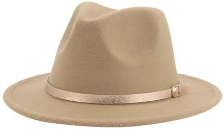FULUJIDI Fedora Trilby Filzhut Hut Hut Fedoras Mädchen Hut Frauen Hüte Jungen Panama Jazz Kappen Gürtel Band Niedlich Outdoor Dekorieren Hut 52-54Cm (Kinder) Kamel