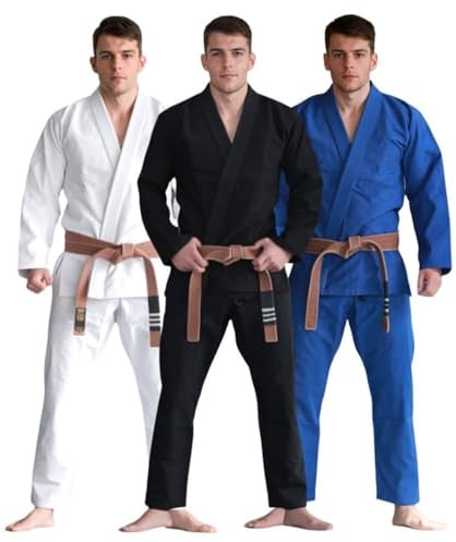 FLUORY Kimonos BJJ Gi pour homme Jiu Jitsu brésilien uniforme, noir, A1