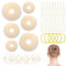 AOZUO Donut Hair Haardonut Maker Set, 6 Stück Haar Donut Dutt Maker 5 Stück unsichtbare Haarnetze 5 Stück Haar Gummibänder 20 Stück U förmige Haarklammern für Kinder Mädchen Frauen