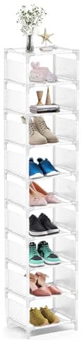 sunvito Scarpiera a 10 Livelli Salvaspazio - 10 Paia di Scarpe Alte, Stretta Impilabile per Ingresso, Armadio, Camera da Letto, Garage, Sopra Porta, Corridoio