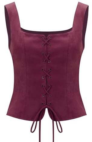 NUWIND Vintage Overbust Bustier Women Pirate Floral Corset Top Ren Faire Medieval Vest Victorian Lace-Up Bodice Renaissance Costume Plus Size