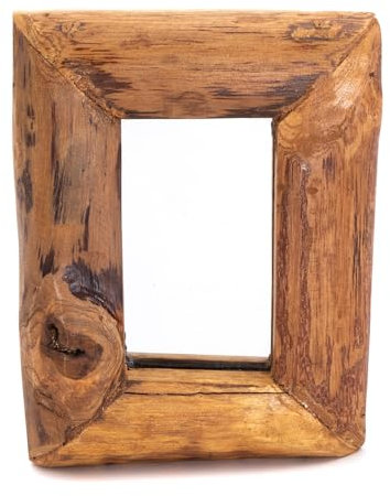 CREEDWOOD Natur HOLZSPIEGEL Base C | 25x20cm, Massivholz | Wandspiegel mit Holzrahmen, Flurspiegel, Schlafzimmerspiegel, Badezimmer Spiegel, Gästebad Spiegel