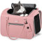 pecute Katzen Transportboxen Katzentransportbox, Atmungsaktive Hundetasche Katzen Tasche, PU Leicht Haustier Tragetasche, Katzentransporttasche Für Reisen Hundetragetasche Für Katzen Welpen,Rosa