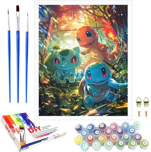 Malen Nach Zahlen Kinder Erwachsene Anfänger, Handgemalt Ölgemälde Kit für Mädchen Jungen ab 7 8 9 Jahre, DIY Anime Spielzeug als einen Kindergeburtstag Geschenk, Ohne Rahmen 40 x 50cm (Forest)