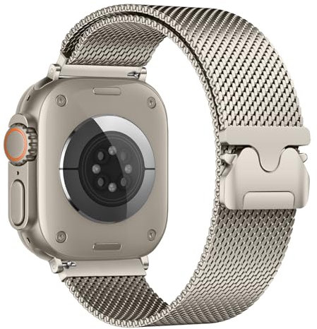 Metall Armband Kompatibel mit Apple Watch Armband 45mm 44mm 46mm 49mm 42mm für Damen Herren, Edelstahl Sport Loop Magnetisch Armbänder für iWatch Ultra 2 SE Series 10 9 8 7 6 5 4 3 2 1