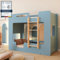 smartwood Litera Infantil 90x190 Azul - Escalera Derecha - Cama Montessori Mimi BP con Somier & Barrera Seguridad para Niños & Niñas - Carga Máxima 230 kg